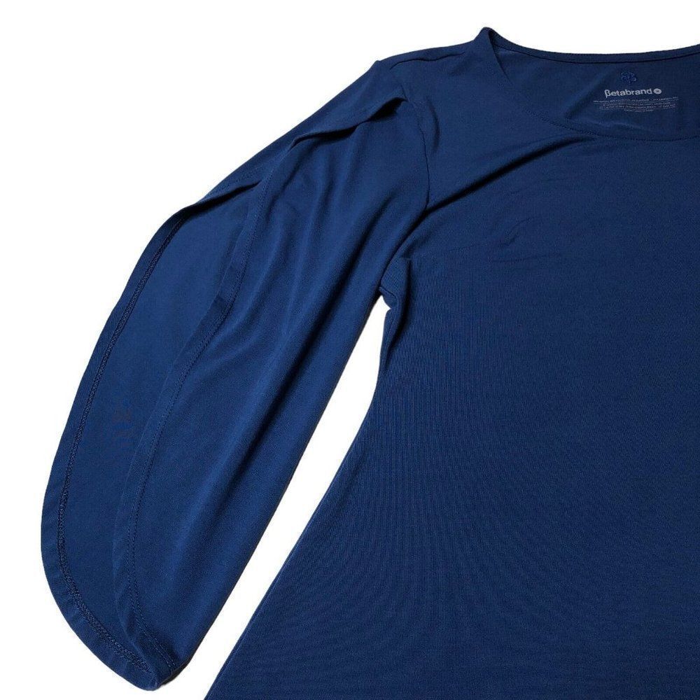 Betabrand Blue Stretchy Long Sleeve Samantha Tunic Top Size Medium Slit Sleeve - Picture 7 of 7